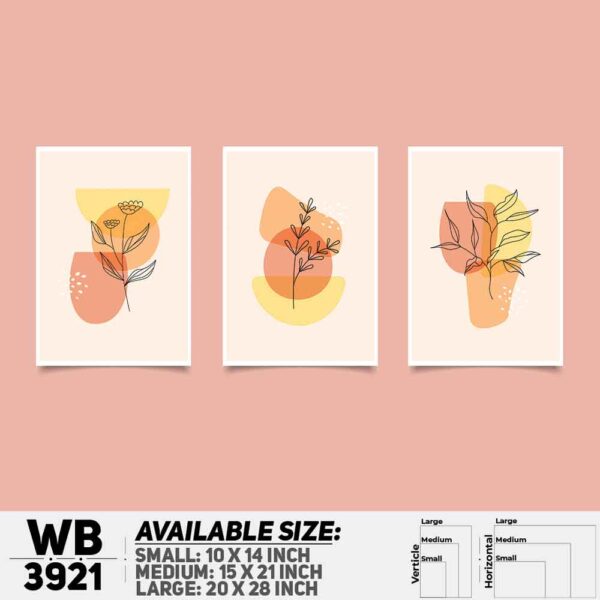 DDecorator Flower And Leaf ArtWork (Set of 3) Wall Decoration And Home Decoration PVC Wall Board And Wall Canvas - WB3921