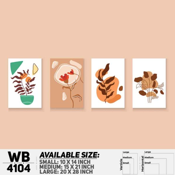DDecorator Flower & Leaf Abstract Art (Set of 4) Wall Decoration And Home Decoration PVC Wall Board And Wall Canvas - WB4104