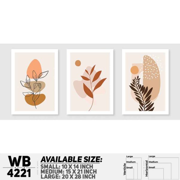 DDecorator Flower & Leaf Abstract Art (Set of 3) Wall Decoration And Home Decoration PVC Wall Board And Wall Canvas - WB4221