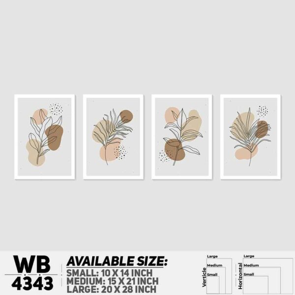 DDecorator Flower & Leaf Abstract Art (Set of 4) Wall Decoration And Home Decoration PVC Wall Board And Wall Canvas - WB4343