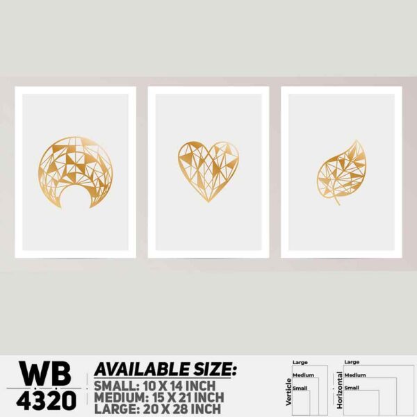 DDecorator Geomatric Shape Abstract Art (Set of 3) Wall Decoration And Home Decoration PVC Wall Board And Wall Canvas - WB4320
