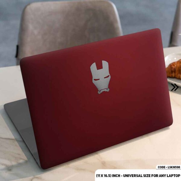 Red Background Of Iron Man Matte Finished Removable Waterproof Laptop Sticker & Laptop Skin (Including FREE Accessories) - LSKN598 - DDecorator