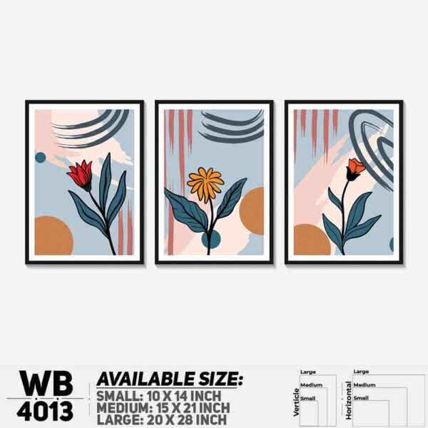 DDecorator Flower & Leaf Abstract Art (Set of 3) Wall Decoration And Home Decoration PVC Wall Board And Wall Canvas - WB4013