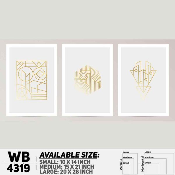DDecorator Abstract Art (Set of 3) Wall Decoration And Home Decoration PVC Wall Board And Wall Canvas - WB4319