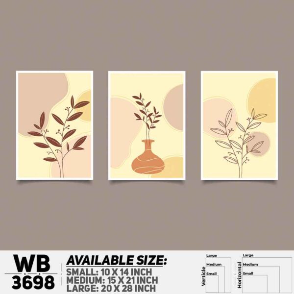 DDecorator Flower And Leaf ArtWork (Set of 3) Wall Decoration And Home Decoration PVC Wall Board And Wall Canvas - WB3698