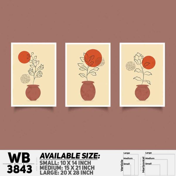 DDecorator Flower And Leaf ArtWork (Set of 3) Wall Decoration And Home Decoration PVC Wall Board And Wall Canvas - WB3843
