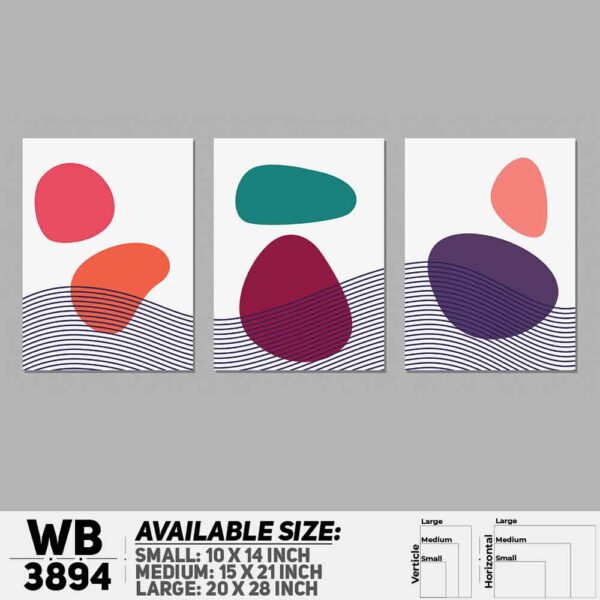 DDecorator Abstract ArtWork (Set of 3) Wall Decoration And Home Decoration PVC Wall Board And Wall Canvas - WB3894