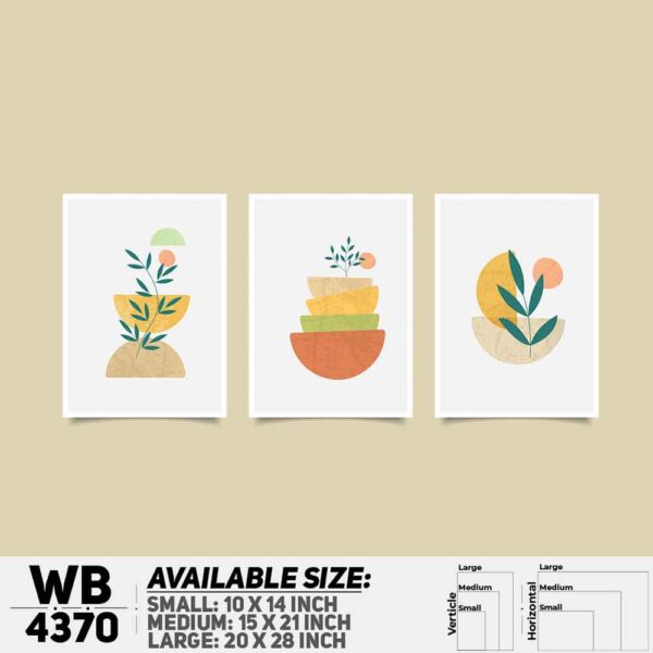 DDecorator Flower & Leaf Abstract Art (Set of 3) Wall Decoration And Home Decoration PVC Wall Board And Wall Canvas - WB4370