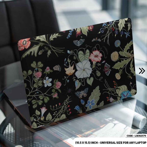 Luxury Brand Iconic Flora Design Pattern Matte Finished Removable Waterproof Laptop Sticker & Laptop Skin (Including FREE Accessories) - LSKN2579 - DDecorator