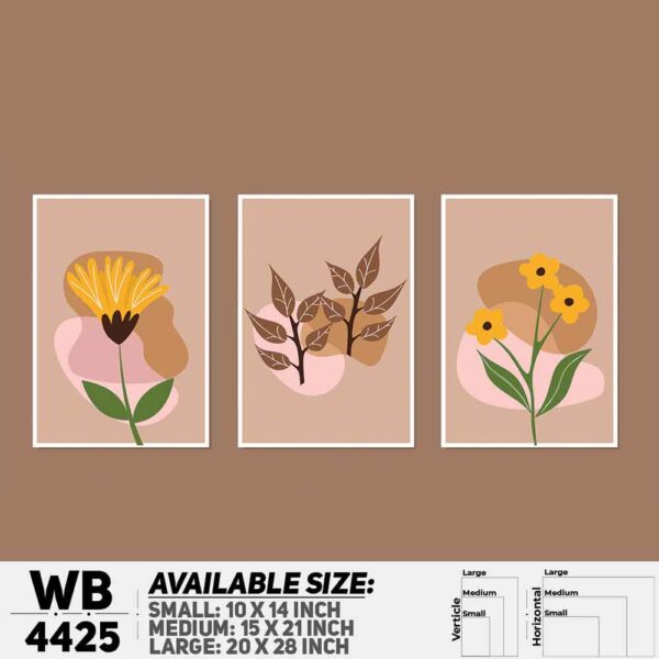 DDecorator Flower & Leaf Abstract Art (Set of 3) Wall Decoration And Home Decoration PVC Wall Board And Wall Canvas - WB4425