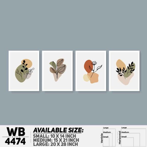 DDecorator Leaf With Abstract Art (Set of 4) Wall Decoration And Home Decoration PVC Wall Board And Wall Canvas - WB4474