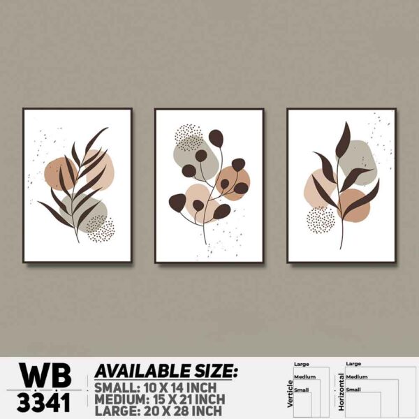 DDecorator Flower And Leaf ArtWork (Set of 3) Wall Decoration And Home Decoration PVC Wall Board And Wall Canvas - WB3341