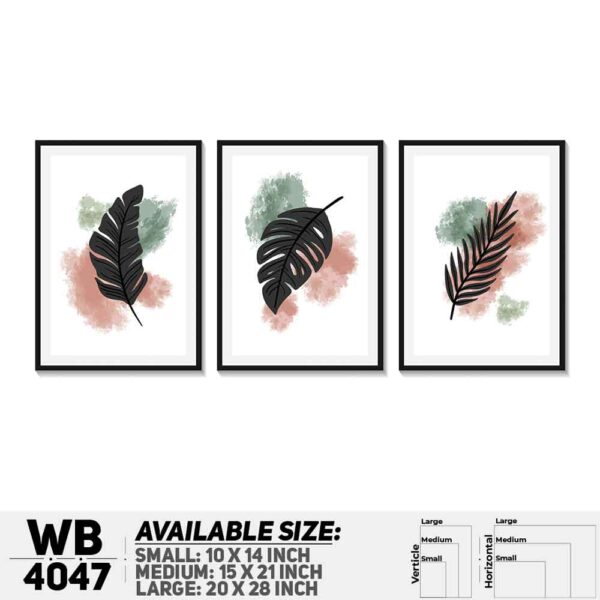 DDecorator Leaf & Water Paint With Abstract Art (Set of 3) Wall Decoration And Home Decoration PVC Wall Board And Wall Canvas - WB4047