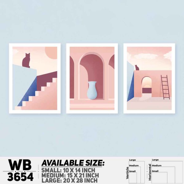 DDecorator Landscape Horizon Art (Set of 3) Wall Decoration And Home Decoration PVC Wall Board And Wall Canvas - WB3654