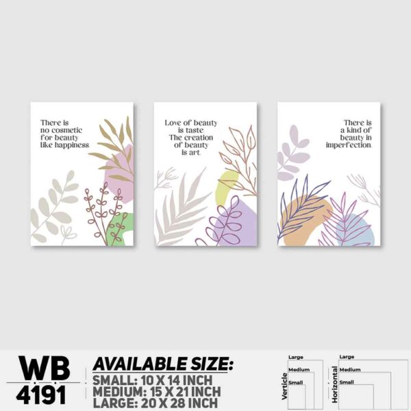 DDecorator Leaf With Motivational Abstract Art (Set of 3) Wall Decoration And Home Decoration PVC Wall Board And Wall Canvas - WB4191