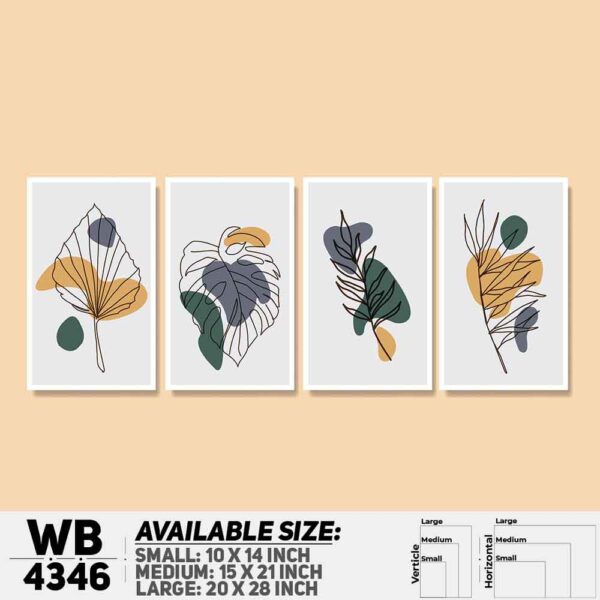 DDecorator Leaf With Abstract Art (Set of 4) Wall Decoration And Home Decoration PVC Wall Board And Wall Canvas - WB4346