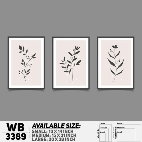 DDecorator Flower And Leaf ArtWork (Set of 3) Wall Decoration And Home Decoration PVC Wall Board And Wall Canvas - WB3389