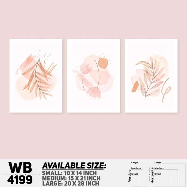 DDecorator Water Painting Flower & Leaf (Set of 3) Wall Decoration And Home Decoration PVC Wall Board And Wall Canvas - WB4199