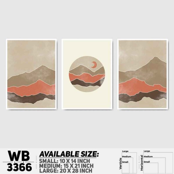 DDecorator Landscape Horizon Art (Set of 3) Wall Decoration And Home Decoration PVC Wall Board And Wall Canvas - WB3366