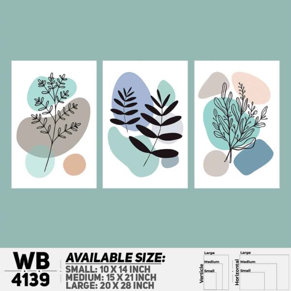 DDecorator Flower & Leaf Abstract Art (Set of 3) Wall Decoration And Home Decoration PVC Wall Board And Wall Canvas - WB4139
