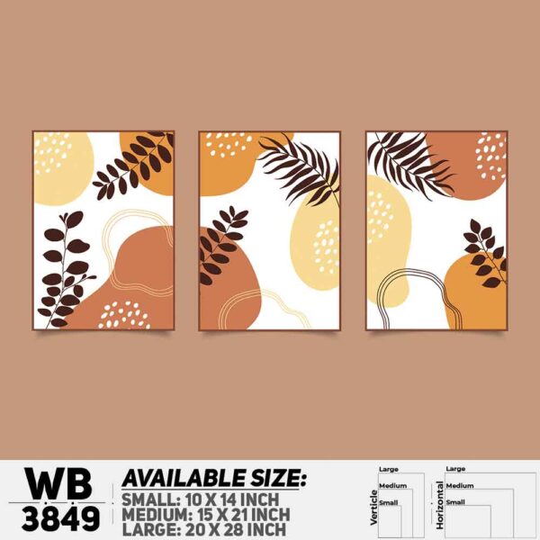 DDecorator Flower And Leaf ArtWork (Set of 3) Wall Decoration And Home Decoration PVC Wall Board And Wall Canvas - WB3849