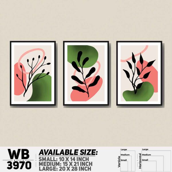 DDecorator Leaf Design Abstract Art (Set of 3) Wall Decoration And Home Decoration PVC Wall Board And Wall Canvas - WB3970