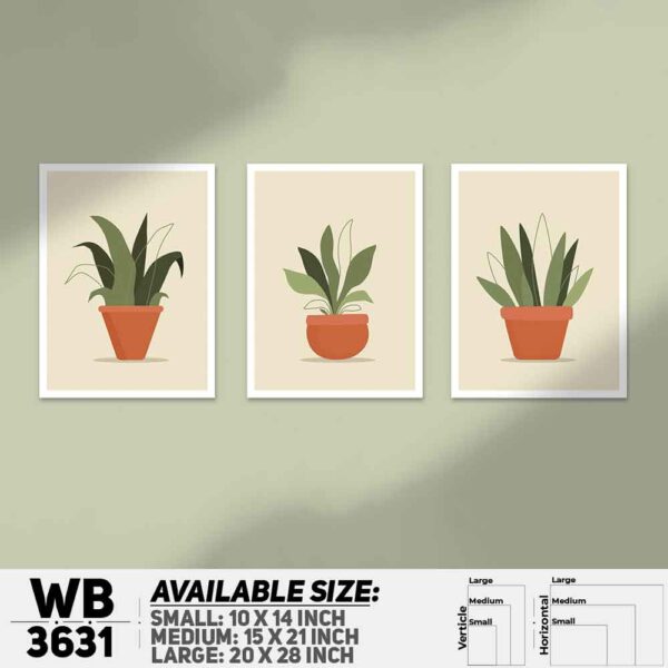 DDecorator Flower And Leaf ArtWork (Set of 3) Wall Decoration And Home Decoration PVC Wall Board And Wall Canvas - WB3631