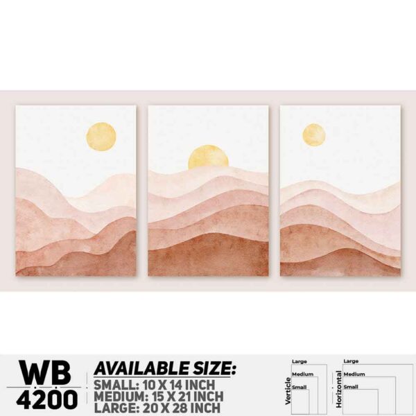 DDecorator Landscape & Horizon Design (Set of 3) Wall Decoration And Home Decoration PVC Wall Board And Wall Canvas - WB4200