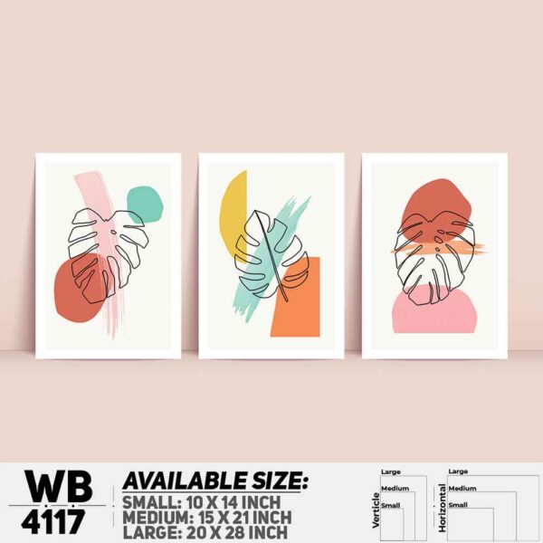 DDecorator Leaf With Abstract Art (Set of 3) Wall Decoration And Home Decoration PVC Wall Board And Wall Canvas - WB4117
