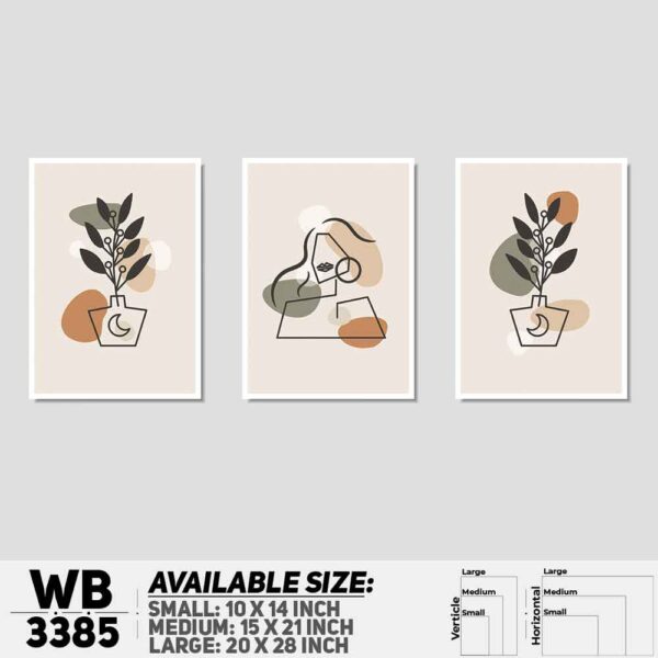 DDecorator Flower And Leaf ArtWork (Set of 3) Wall Decoration And Home Decoration PVC Wall Board And Wall Canvas - WB3385
