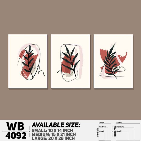 DDecorator Leaf With Abstract Art (Set of 3) Wall Decoration And Home Decoration PVC Wall Board And Wall Canvas - WB4092