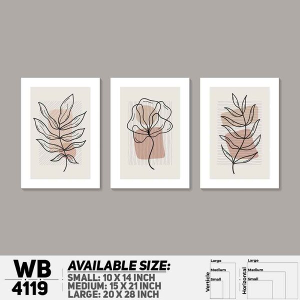 DDecorator Flower & Leaf Abstract Art (Set of 3) Wall Decoration And Home Decoration PVC Wall Board And Wall Canvas - WB4119