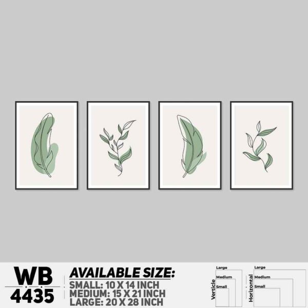 DDecorator Leaf With Abstract Art (Set of 4) Wall Decoration And Home Decoration PVC Wall Board And Wall Canvas - WB4435