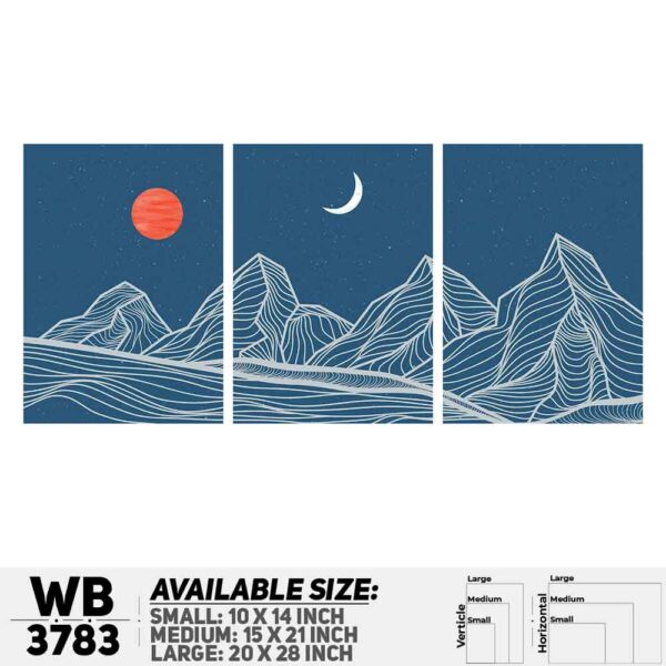 DDecorator Landscape Horizon Art (Set of 3) Wall Decoration And Home Decoration PVC Wall Board And Wall Canvas - WB3783