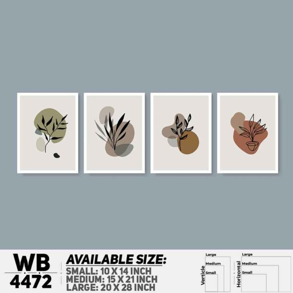DDecorator Leaf With Abstract Art (Set of 4) Wall Decoration And Home Decoration PVC Wall Board And Wall Canvas - WB4472