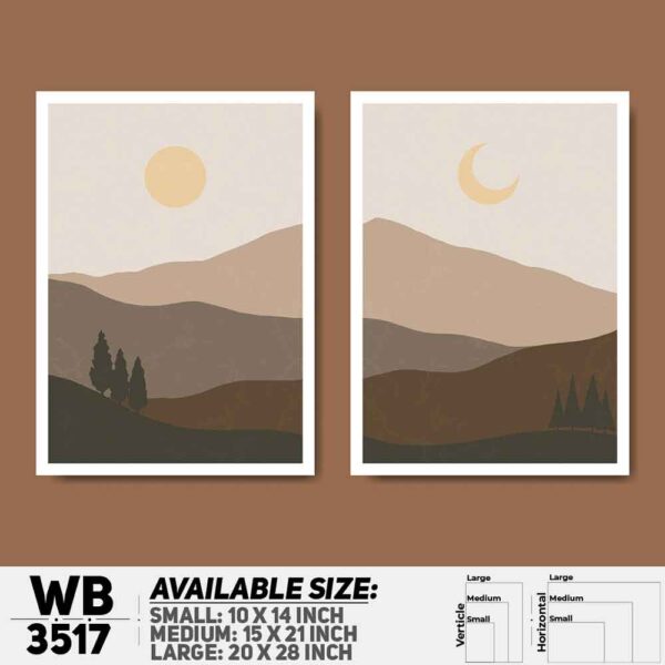 DDecorator Landscape Horizon Art (Set of 2) Wall Decoration And Home Decoration PVC Wall Board And Wall Canvas - WB3517