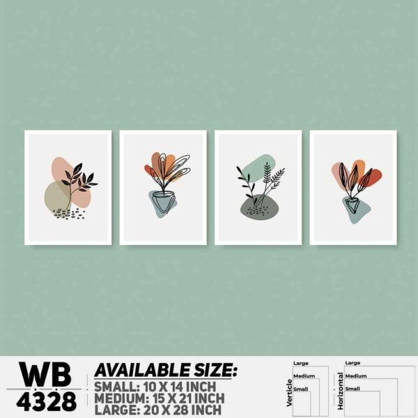 DDecorator Flower & Leaf Abstract Art (Set of 4) Wall Decoration And Home Decoration PVC Wall Board And Wall Canvas - WB4328