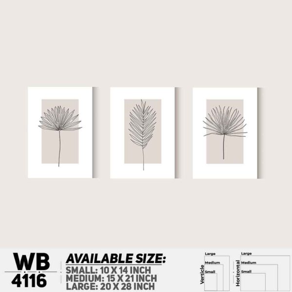 DDecorator Flower & Leaf Abstract Art (Set of 3) Wall Decoration And Home Decoration PVC Wall Board And Wall Canvas - WB4116