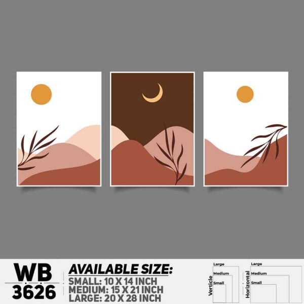 DDecorator Landscape Horizon Art (Set of 3) Wall Decoration And Home Decoration PVC Wall Board And Wall Canvas - WB3626
