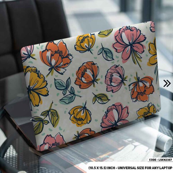 Flower Pattern Floral Design Matte Finished Removable Waterproof Laptop Sticker & Laptop Skin (Including FREE Accessories) - LSKN2387 - DDecorator