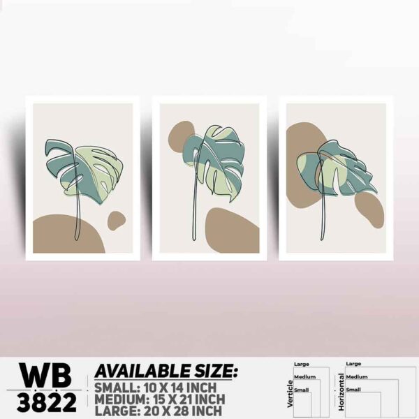 DDecorator Flower And Leaf ArtWork (Set of 3) Wall Decoration And Home Decoration PVC Wall Board And Wall Canvas - WB3822
