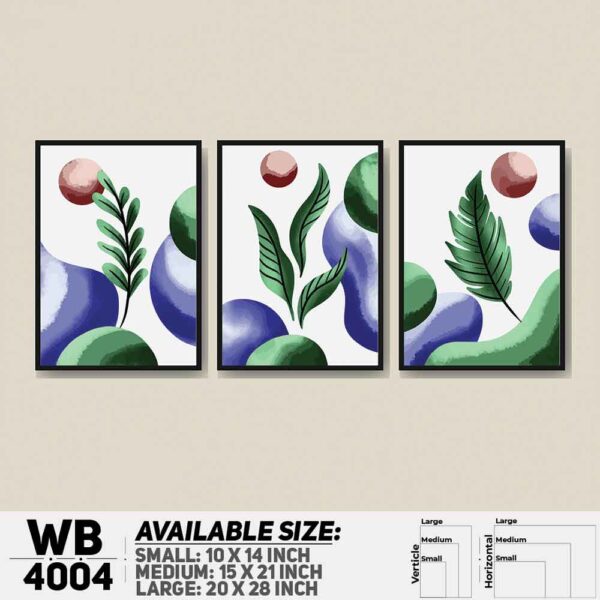 DDecorator Leaf With Abstract Art (Set of 3) Wall Decoration And Home Decoration PVC Wall Board And Wall Canvas - WB4004
