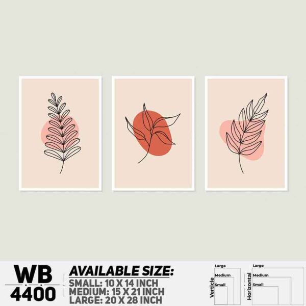 DDecorator Leaf With Abstract Art (Set of 3) Wall Decoration And Home Decoration PVC Wall Board And Wall Canvas - WB4400