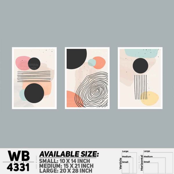 DDecorator Abstract Art (Set of 3) Wall Decoration And Home Decoration PVC Wall Board And Wall Canvas - WB4331