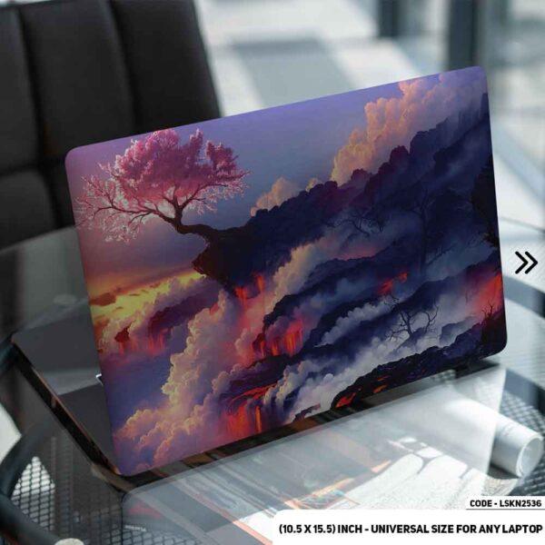 Fantasy Cloud With Tree Illustration Matte Finished Removable Waterproof Laptop Sticker & Laptop Skin (Including FREE Accessories) - LSKN2536 - DDecorator