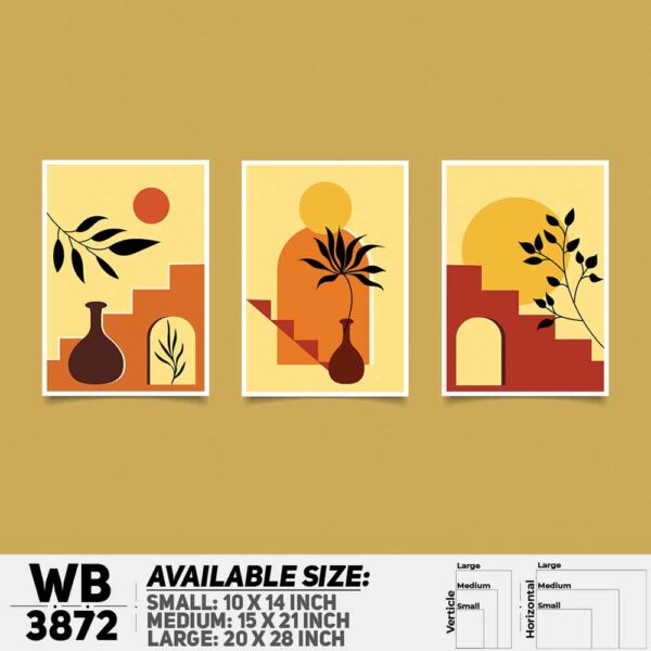 DDecorator Flower And Leaf ArtWork (Set of 3) Wall Decoration And Home Decoration PVC Wall Board And Wall Canvas - WB3872