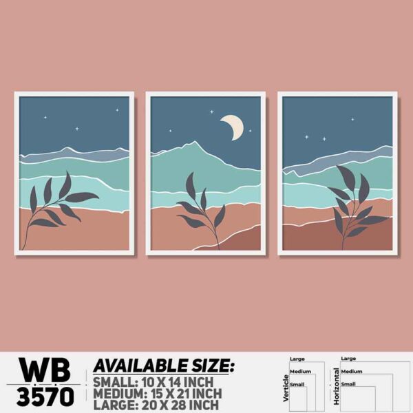 DDecorator Landscape Horizon Art (Set of 3) Wall Decoration And Home Decoration PVC Wall Board And Wall Canvas - WB3570