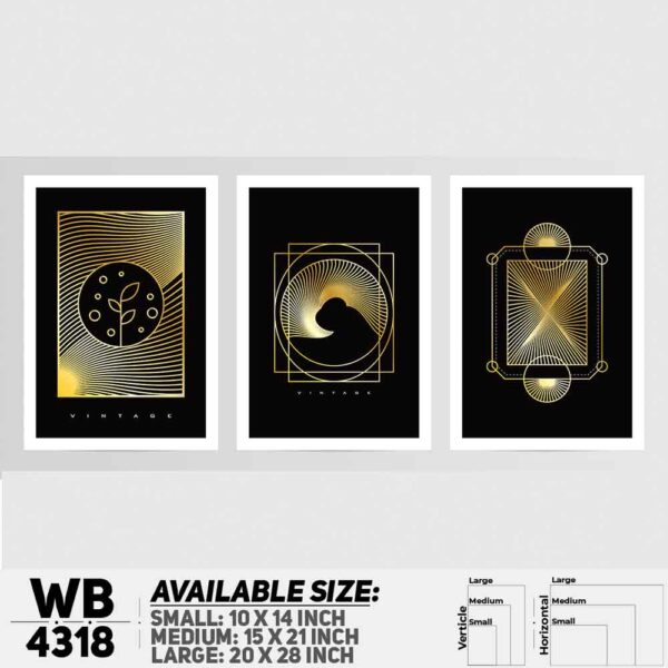 DDecorator Abstract Art (Set of 3) Wall Decoration And Home Decoration PVC Wall Board And Wall Canvas - WB4318
