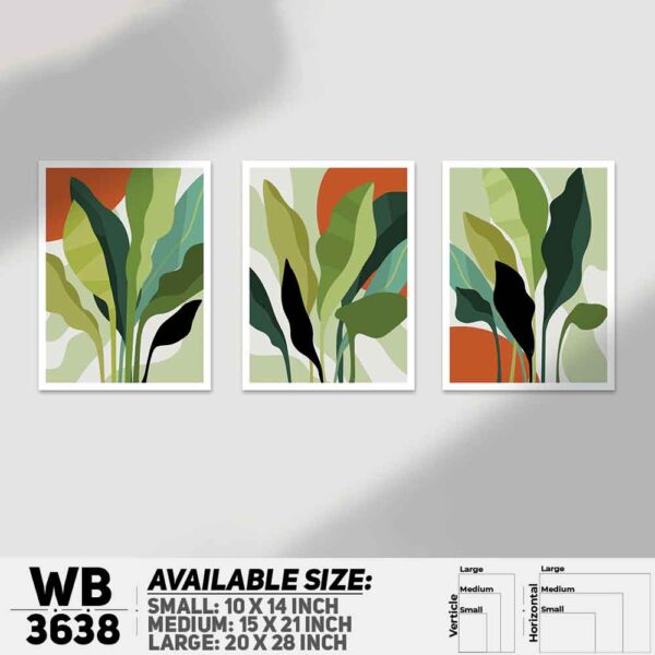 DDecorator Leaf ArtWork (Set of 3) Wall Decoration And Home Decoration PVC Wall Board And Wall Canvas - WB3638