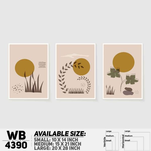 DDecorator Leaf With Abstract Art (Set of 3) Wall Decoration And Home Decoration PVC Wall Board And Wall Canvas - WB4390